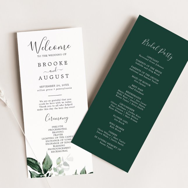 Emerald Greenery Wedding Program (Creator Uploaded)