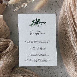 Emerald Greenery Wedding Reception Insert Card