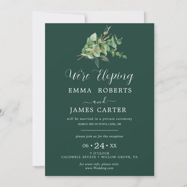 Emerald Greenery | Wedding Reception Invitation (Front)