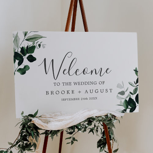 Emerald Greenery Wedding Welcome Foam Board