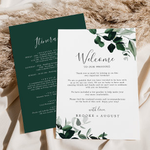 Welcome Letter Template, Wedding Itinerary Card, Greenery Welcome Bag