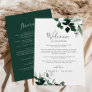 Emerald Greenery Wedding Welcome Letter Itinerary