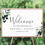 Emerald Greenery Wedding Welcome Poster at Zazzle