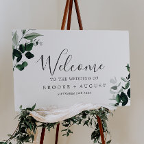 Emerald Greenery Wedding Welcome Sign