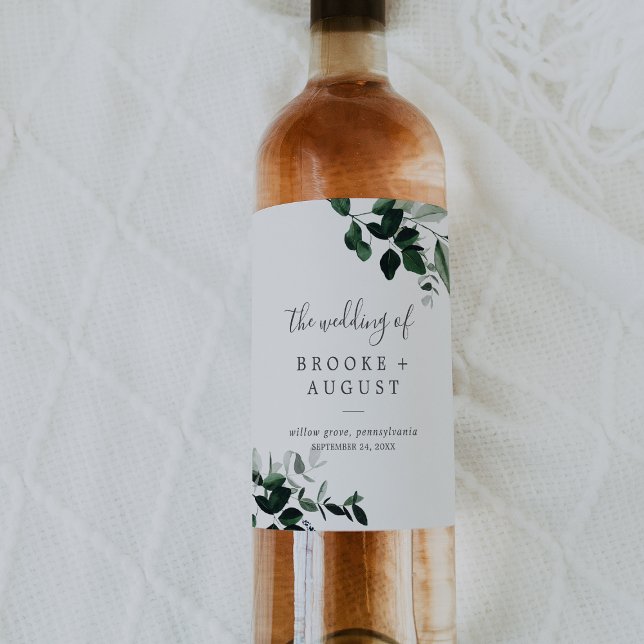 Emerald Greenery Wedding Wine Label (Creator Uploaded)
