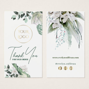 emerald greenery white flowers package insert