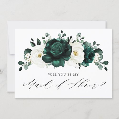 Emerald Greenery Will you be my Maid of Honor      Invitation