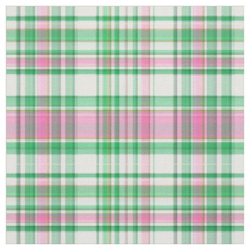 Emerald Grn Hot Pink Wht Preppy Madras Plaid Sz6#1 Fabric