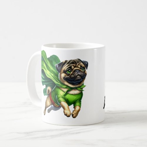 Emerald Guardian Superhero Pug Mug