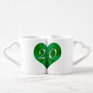 Emerald Heart 20th Anniversary Gifts Mugs Set