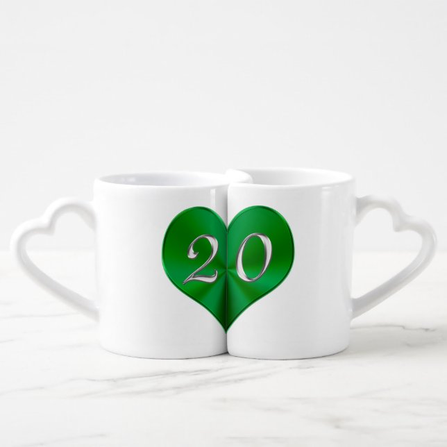 Emerald Heart 20th Anniversary Gifts Mugs Set (Front Nesting)