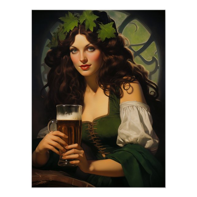 Emerald Heart, Golden Ale | Medieval Irish Maiden Poster (Front)