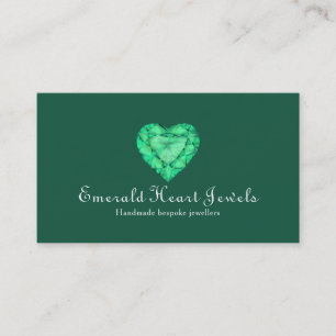 Emerald heart jewel jewelry green business card