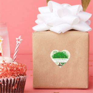 Emerald Heart Leaf Tree Barn Wood Wedding Seal