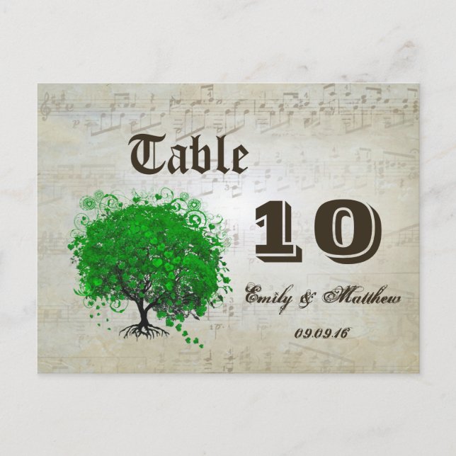 Emerald Heart Leaf Tree Table Number (Front)