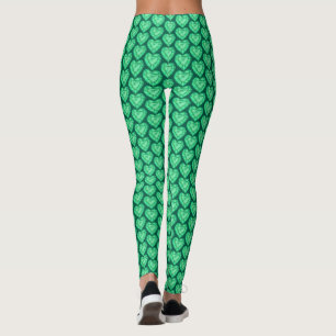 Emerald heart watercolor green art leggings