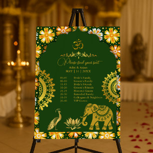 emerald hindu mandala wedding seating foam board