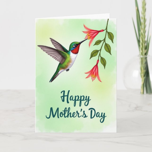 Emerald Hummingbird Mothers Day Card (Front)