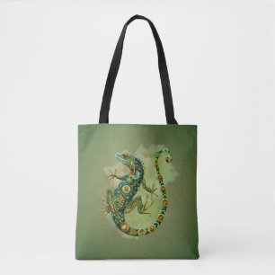 Emerald Iguana Pattern Tote Bag