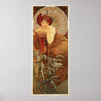 Emerald Illustration By Alphonse Mucha Poster by elizme1 at Zazzle