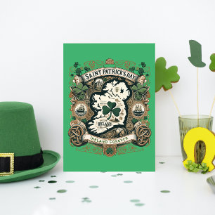 "Emerald Isle Explorer" - A Vintage Cartographic  Holiday Card