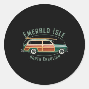 Emerald Isle North Carolina Vintage Surfing Classic Round Sticker