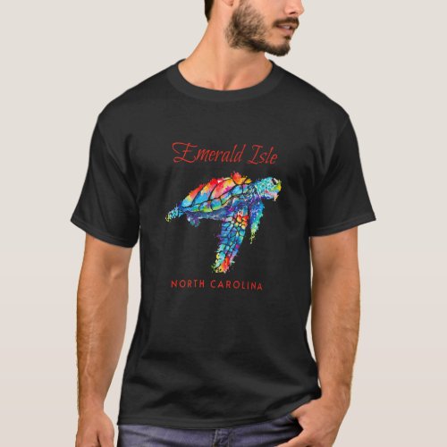 Emerald Isle North Carolina Watercolor Sea Turtle  T_Shirt