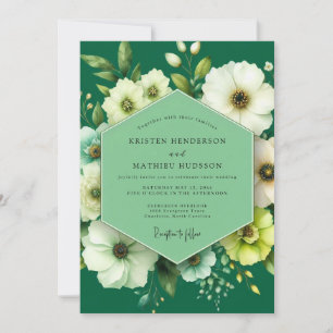 Emerald Ivory Anemone Wedding Invitation