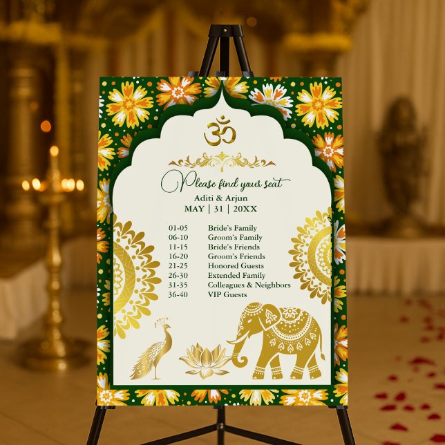emerald ivory hindu mandala wedding seating  foam board (Creator Uploaded)