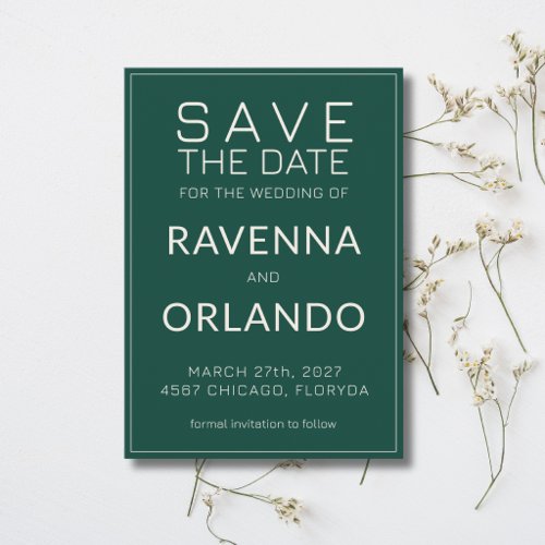 Emerald Ivory Old Money Modern Wedding Save The Date