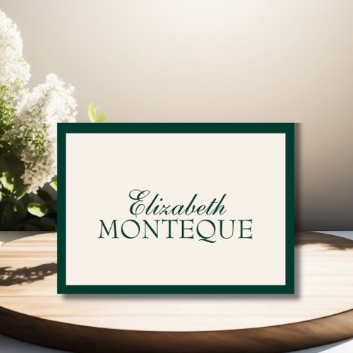 Emerald Ivory Old Money Wedding Place Card