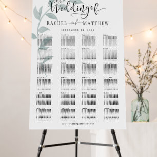 Emerald Ivy Wedding Seating Chart-Pick Color/Size. Foam Board