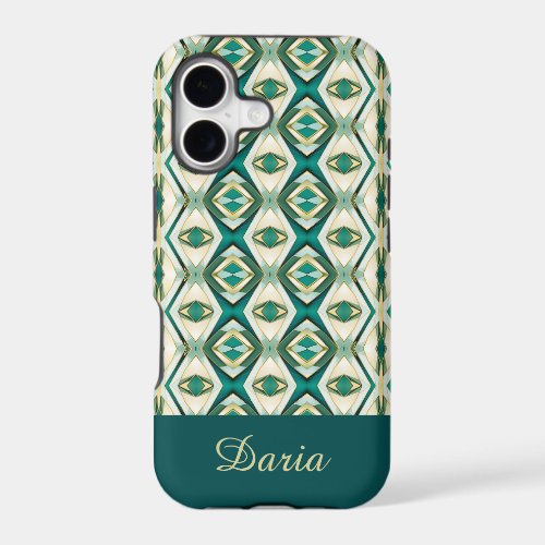 Emerald Jade and Gold Geometric iPhone 17 Case