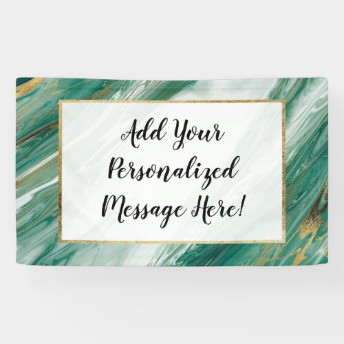 Emerald Jade Green Gold Accented Painted Marble Banner