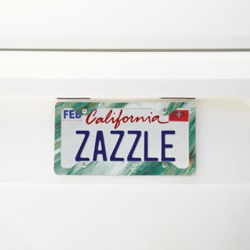 Emerald Jade Green Gold Accented Painted Marble License Plate Frame by BlackStrawberry_Co at Zazzle