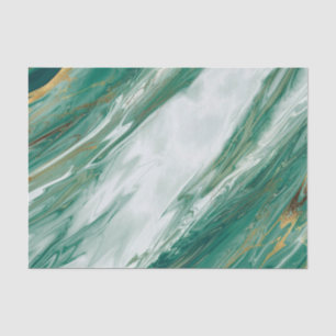 Emerald Jade Green Gold Accented Painted Marble Tissue Paper