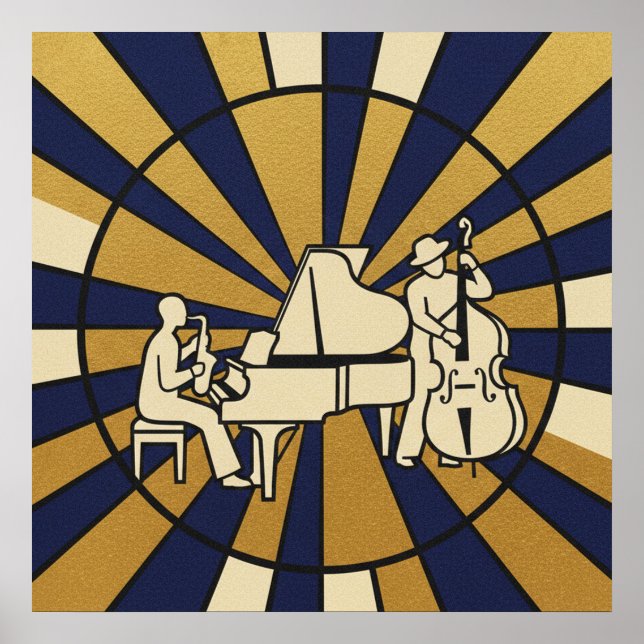 Emerald Jazz Diva Poster Green and Gold Music Art (Front)