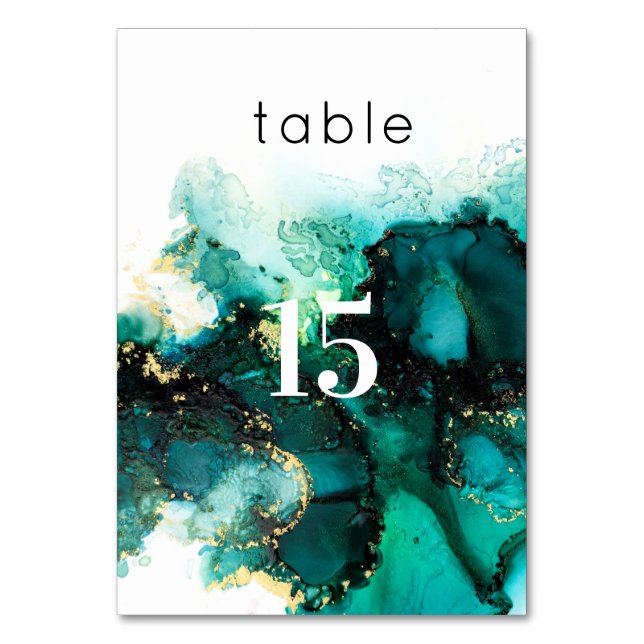 Emerald Jewel Green Tone Table Number (Front)