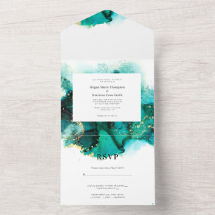 Emerald Jewel Tone Wedding Invitation