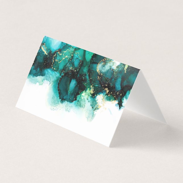 Emerald Jewel Tone Wedding Place Card (Front)