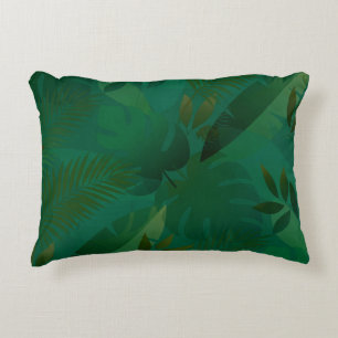 Emerald Jungle Exotic Mystic Tropical Leaves Accent Pillow
