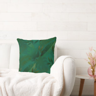 Emerald Jungle Exotic Mystic Tropical Leaves  Throw Pillow