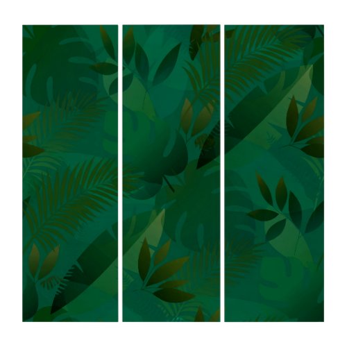 Emerald Jungle Exotic Mystic Tropical Leaves Triptych