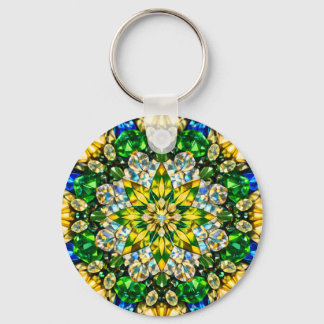 Emerald Kaleidoscope Mandala – Sparkling Keychain