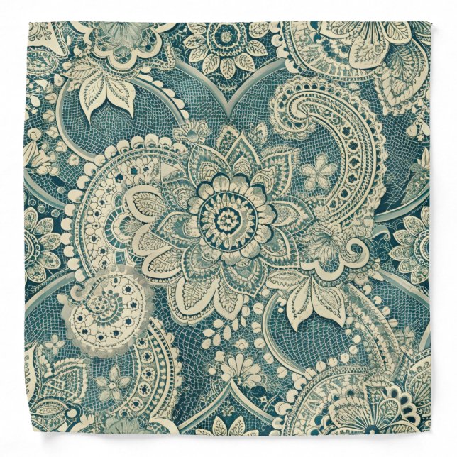 Emerald Lace Medallion Bandana (Front)
