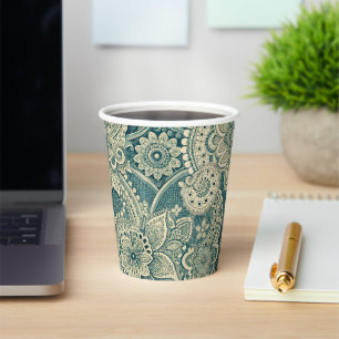 Emerald Lace Medallion Paper Cups