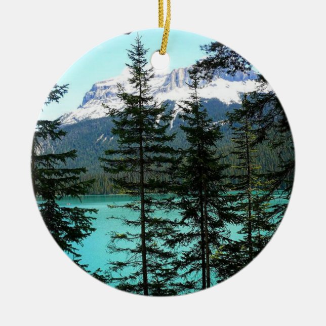 Emerald Lake Ceramic Ornament (Front)