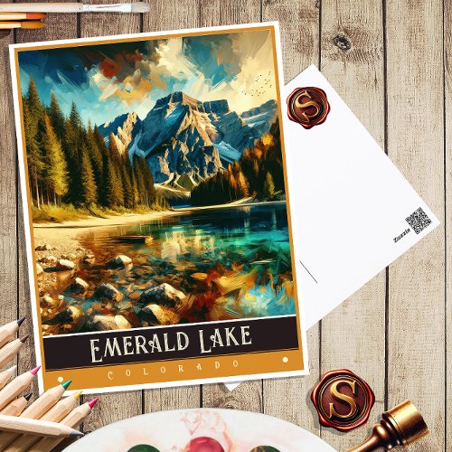 Emerald Lake Colorado  Vintage Painting Postcard