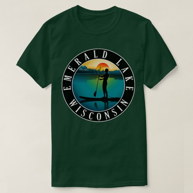 Emerald Lake Wisconsin Paddleboarding T-Shirt (Design Front)
