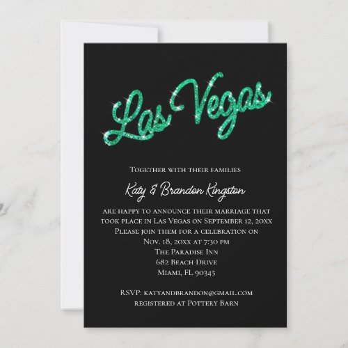 Emerald Las Vegas Sparkles Post Wedding Invitation